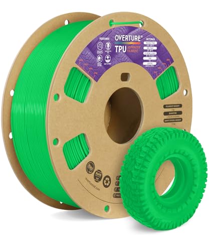 OVERTURE Flexible TPU 95A 3D Printer Filament 1.75mm, 1kg Neon Green
