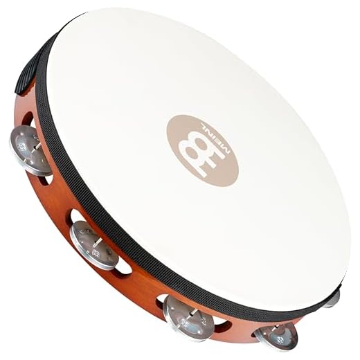 Headed Wood Tambourine with Aluminum Jingles, Single Row — NOT MADE IN CHINA — Great for All Musicians, 2-YEAR WARRANTY