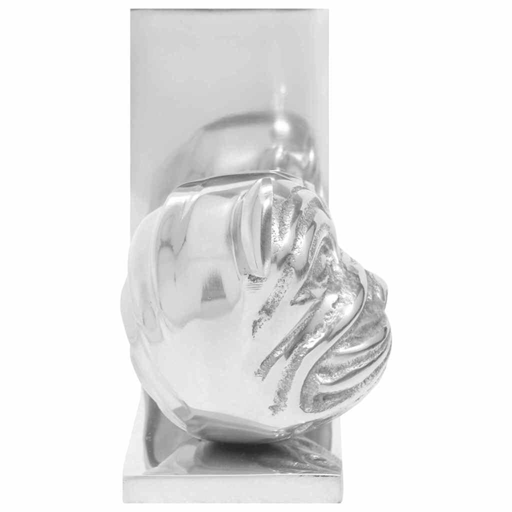 2 fermalibri argento in alluminio con superficie lucida, 8 x 12 x 16,5 cm, per mensole, scrivania, ufficio e soggiorno, come elegante fermalibri e ausilio per l'ordine