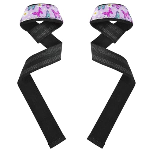 STAYTOP Beautiful Butterflies and Daisies Wrist Straps for Weightlifting,Lifting Straps with Neoprene Cushioned Wrist Padded and Anti-Skid Silicone for Strength Training,Bodybuilding,Deadlifting