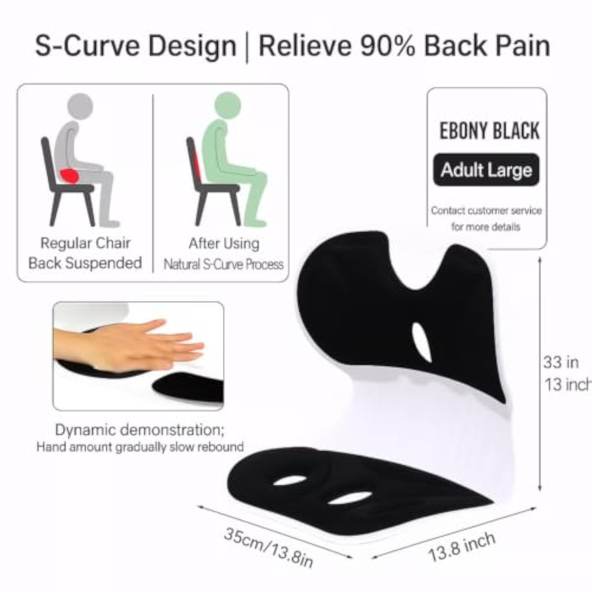 Adjustable Lumbar Support Seat Cushion