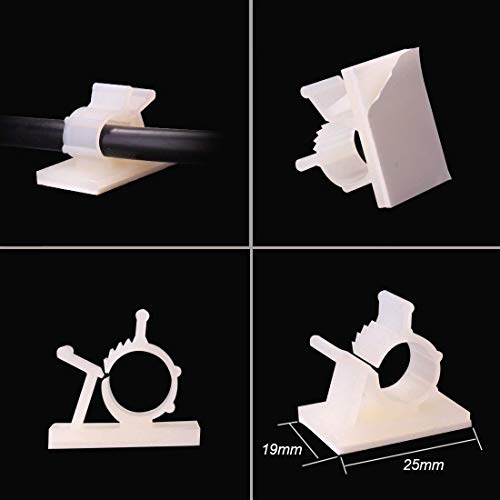 30 Pieces White Cable Clips Viaky Adjustable Self-Adhesive Nylon Wire Clips Cable Management Drop Wire Holder #TOP6