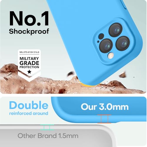Image of LOVE 3000 Designed for iPhone 16 Pro Max Case, Premium Silicone with [Soft Anti-Scratch Microfiber Lining] Shockproof Protective Phone Case for Men Women Girls 6.9 inch, Blue