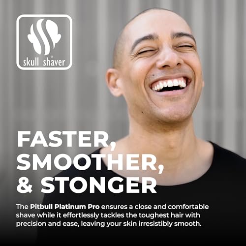 Skull Shaver Pitbull Platinum Pro:Head Shaver for Men - Bald Head Shavers with Wet/Dry Technology, Ergonomic Design, Travel Lock, and Accessories. Perfect Grooming Kit & Gift.