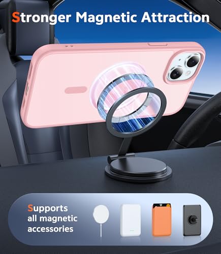 Image of FNTCASE for iPhone 14 Plus Case: Matte Magnetic Phone Cases Compatible with Magsafe Slim Anti Yellowing Military Grade Drop Protection Rugged Protective Translucent Cell Phone Cover (C-Pink)