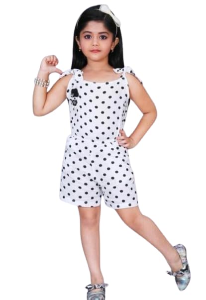 Kids Girls Cotton Printed Sleeveless Jumpsuit Dress Set