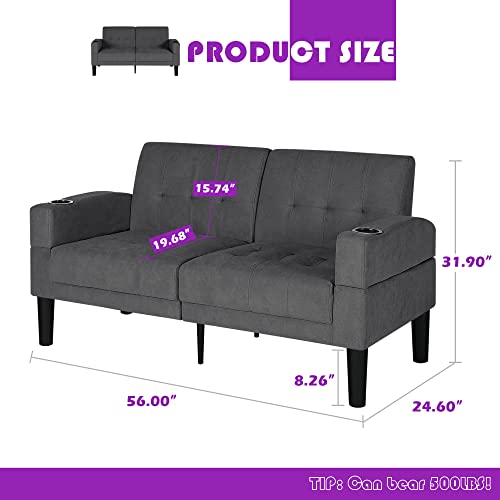 TYBOATLE-Modern-Living-Room-Furniture-Sectional-Sofa-Sets-3-Piece-1-Tufted-Mid-Century-USB-Loveseat-Couch-w-2-Cupholders-and-2-Comfy-Accent-Arm-Chairs-for-Small-Space-Apartment-Office-Dark-Grey