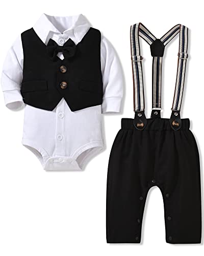 Aalizzwell Baby Boys Gentleman Outfit 3 Piece Formal Suit Set with Snaps