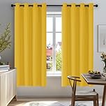 Deconovo Thermal Insulated Eyelet Blackout Curtains for Bedroom 46 x 54 Inch Mellow Yellow 2 Panels