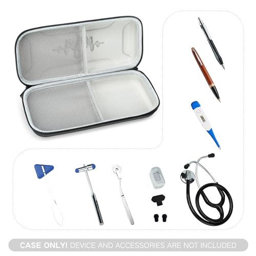 MOSLA Stethoscope Case for 3M Littmann Classic III,Lightweight II S.E. Cardiology IV,Nurse Gift Hard Organizer Portable Carry Travel Cover Storage Bag with Vital Medical Supplies (Black A)