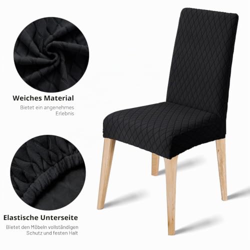 LANSHENG Stuhlhussen 6er Set, Waschbar Stuhlbezug Schwingstühle, Schwarz – Ansicht 6