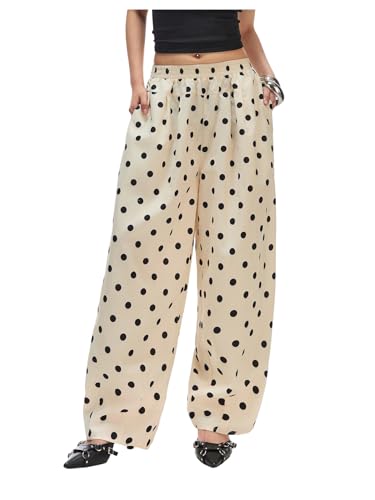 MakeMeChic Women's Polka Dots Wide Leg Pants Summer High Waisted