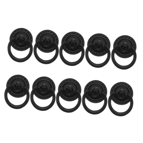 Toyvian 10個ヴィンテージ銅製引き出し取っ手 リングノブ キャビネット用 装飾家具ハンドル キッチン ドレッサー クローゼット用 古典欧州デ