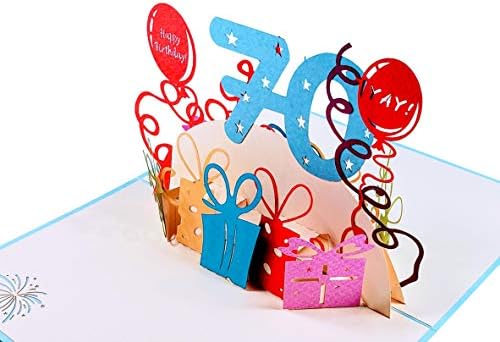 iGifts And Cards Happy 70th Birthday With Lots of Presents 3D Pop Up Greeting Card - 70th Birthday Gifts For Women, Turning Seventy Birthday Card, Awesome Birthday Card For 70 Year Old, Mom, Dad