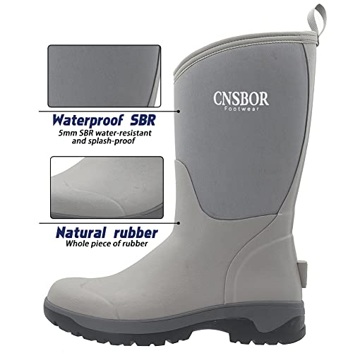 Image of CNSBOR Men's Rain Boots - Waterproof Rubber Insulated Boots for Fishing, Agriculture & Industrial Working