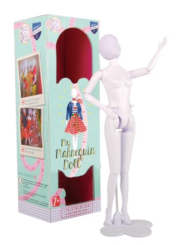 Vervaco Dress Your Doll Maniquí De Modista Costura Kit De Artesanato Plástico Blanco Modelo Articulado 29 cm Manualidades Muñecas Ocio Creativo, ca. 30 x 39 cm