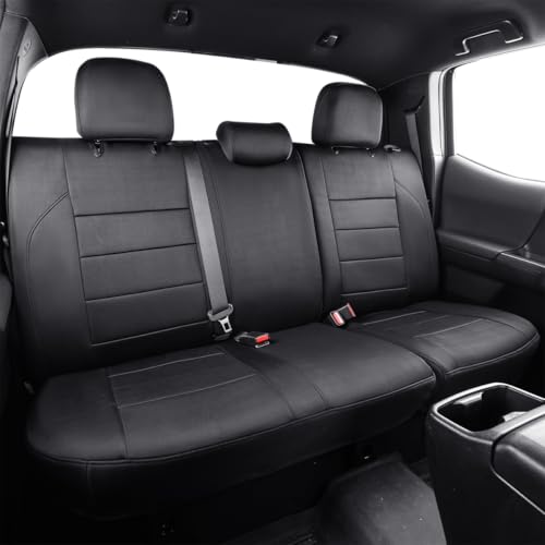 Image of EKR Tacoma Back Seat Covers Custom for Toyota Tacoma (Hybrid) 2024 2025 2026 Double cab TRD Sport,TRD Off-Road,Limited,Trailhunter- Second Row Only,Neoprene(Black)