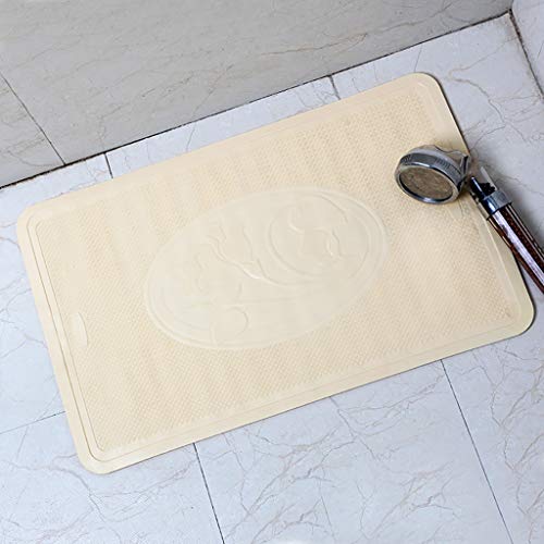 Tapis de bain en caoutchouc beige extra long antidérapant avec ventouses - 2
