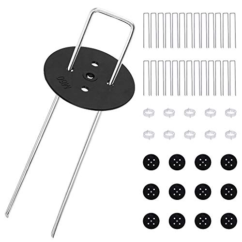 DaskFire 6inch 26 stuks grondankers verzinkt U-vormige grondankers thermisch verzinkt voor bevestiging worteldoek, tuinnet, tuinzeilen (extra cadeau: kunststof afdichting + plantenclips)