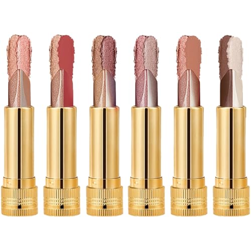 MooGlamor 6 Pcs Glitter Eyeshadow Two-Color Gradient Eyeshadows Set with Highly Pigmented and 12 Colors Eye Shadow Stick for Women Eye Makeup