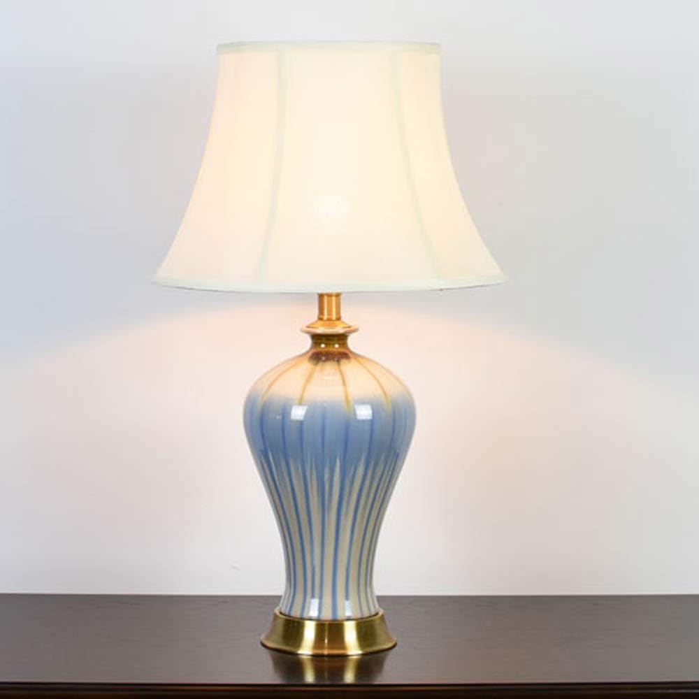 asdchZen Hand Painted Ceramic Led Table Lamp Vintage Chinese Ceramic Bedside Desk Nightstand Lamp For Bedroom Living Room Office College Blue-2-40 * 68Cm,2-33 * 58cm