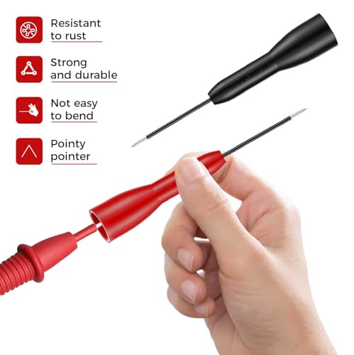 6 Pack 2mm Extended Needle Test Probes, 600V/10A Non-Destructive Multimeter Test Leads, Versatile Replacement Probe Tips for Electronics Circuit Testing, High Precision Sharp Needle Probes