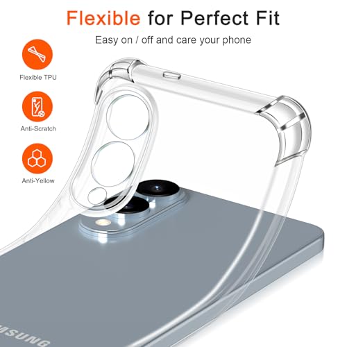 Image of Lustree Back Cover Transparent Case Compatible with Samsung Galaxy S25 Edge | Clear + TPU Case with 4 Corner Air Cushion Protection & Camera Protection | Slim& Stylus Cover
