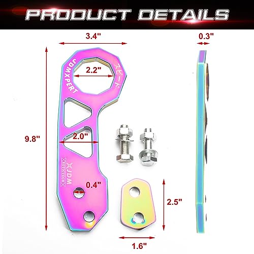 Xotic Tech Auto Aluminum JDM Rear Tow Hook Kit Racing Style Trailer Towing Ring Decoration Car Accessories, Universal Fit Car, Truck, SUV, Most Vehicles (NEO)