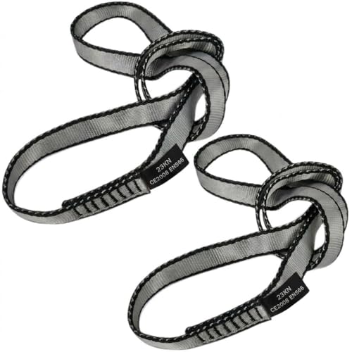 LETTO & TAILOR Pętle do wspinaczki, 2 sztuki w opakowaniu, 22 kN, do wspinaczki 19 mm, certyfikat CE, szare, 60 cm