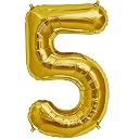 HK balloons® 16 Inch Number Five Foil Toy Balloons - (Gold) (Golden-Number-5) gallery image