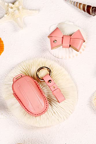 Aolaso Key Fob Cover With Keychain, Leather Car Key Case Protector Compatible With Tesla Model X For Women Gift For Girls #TOP3