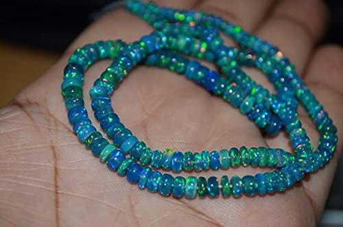 Opale éthiopienne bleue LKBEADS perles lisses 3 à 5 mm en fil de 16 pouces pour enfilage de bijoux