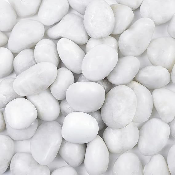 Image of Decorative Pebble Stones,For Garden /Lawn /Aquarium Decoration Glossy Stones For Home Decorative(6 Kg White Polish Jumbo)