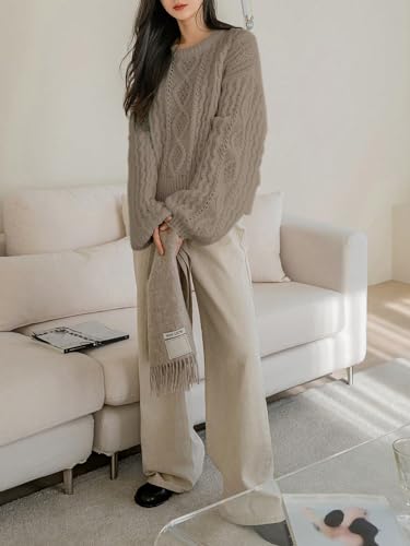 Milumia Women's Chunky Cable Knit Sweater Long Sleeve Crewneck Pullover Tops2