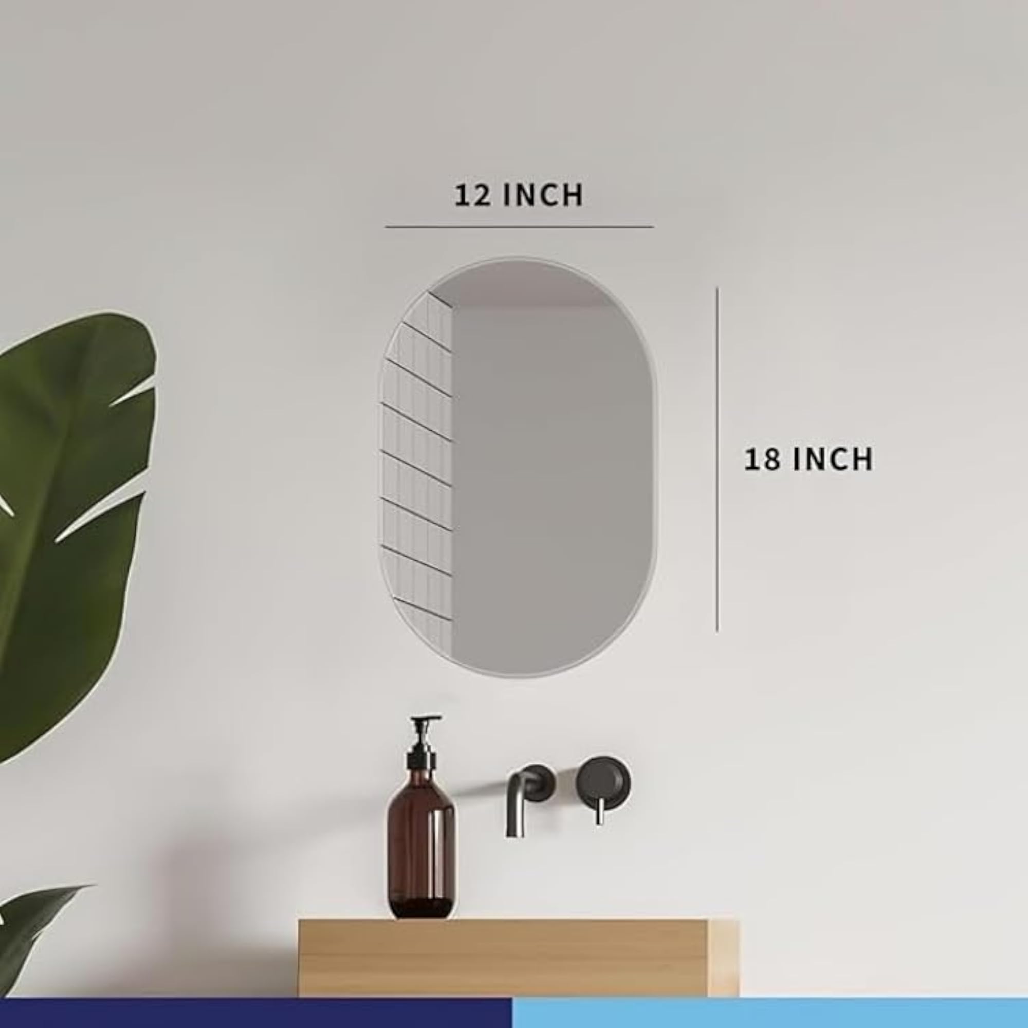Oval Frameless Vanity Mirror for Bathroom and Entryway