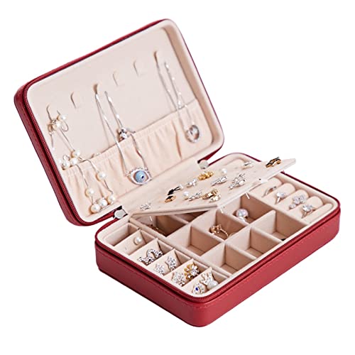 NZPOST Joyero portátil de poliuretano con cremallera, organizador de joyas multifuncional