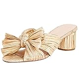 MICIFA Women's Bow Knot Heeled Sandals Open Toe Chunky Heel Sandals Bride Wedding Dress Bow Heels