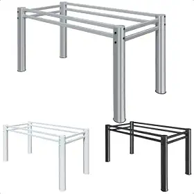 Base Para Mesa De Jantar Para Pedra Granito Vidro Madeira de até 120 x 80cm (Prata)