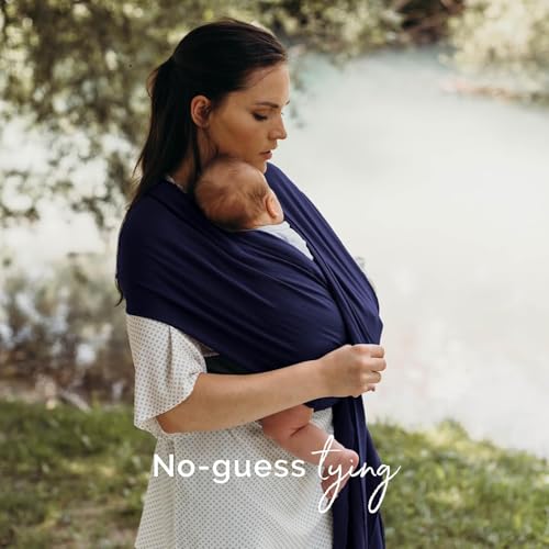 Image of Boba Baby Wrap Carrier - Original Baby Sling Carrier for Newborns (7-35 lbs), Soft, Secure, Hands-Free & Ergonomic, Ideal for Comfortable Bonding, New Parents (Navy Blue)
