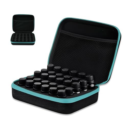 HMCEY 30 Grilles Boite Rangement Huiles Essentielles 5/10/15 ML,Coffret Rangement Huile Essentielle,Sac Étui de Transport D'huile,Boîte de Aromathérapie...