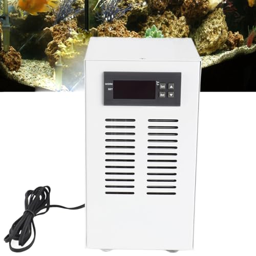 Fafeicy Enfriador de Acuario, Pequeño Enfriador de Agua de 16 GAL para Tanques de Peces Domésticos, Camarones de Cristal de Coral, 110 V con Bomba, de Enfriamiento Silencioso para Uso