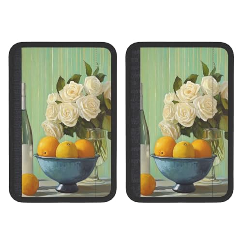 White Flowers Lemon Oranges Car Seat Belt Cover 2 Pack Seatbelt Strap Shoulder Pad Protector Universal Comfort for Car