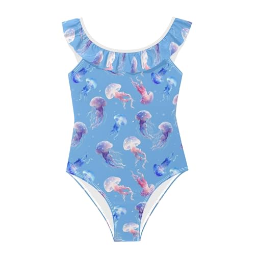 Traje de baño de una pieza para niñas de 3-6T bañador infantil con volantes y medusas
