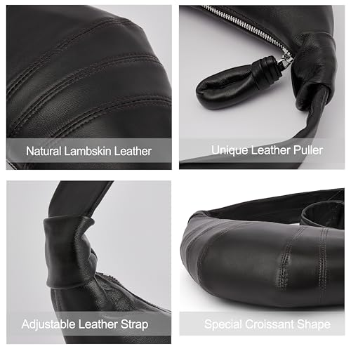 DORIS&JACKY Soft Croissant Crossbody Bag for Women, Designer Lambskin Crescent Chest Purse With Wide Single Shoulder Strap3