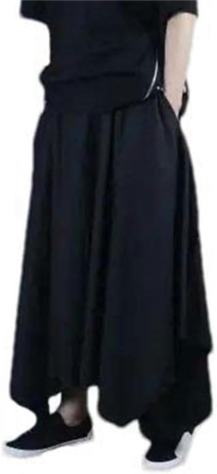 Wide Chinese Hanfu Martial Arts Pants Tang Suit Casual Men's Solid Color Wide Leg Irregular Laces Summer