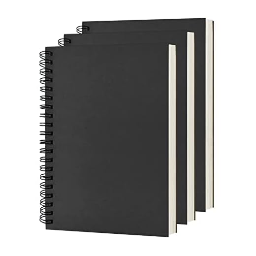 DSTELIN Blank Spiral Notebook, 3-Pack, Soft Cover, Sketch Book, 100 Pages / 50 Sheets, 7.5 inch x 5.1 inch, 100GSM, (Black)