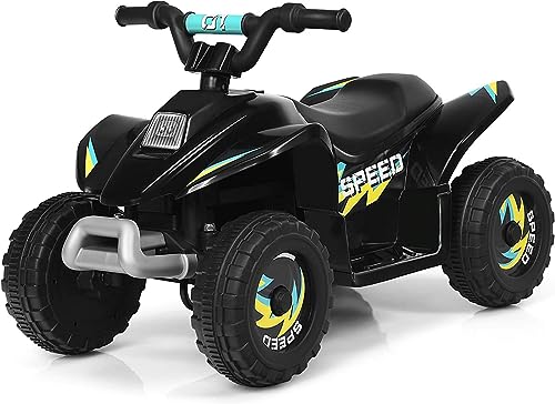 DREAMADE 6V Elektro-Quad für Kinder, 2,8-4,6 km/h Elektroquad mit Rückwärtsgang & Bremse & Ladegerät, mini Kinderquad bis 30 kg (Schwarz)