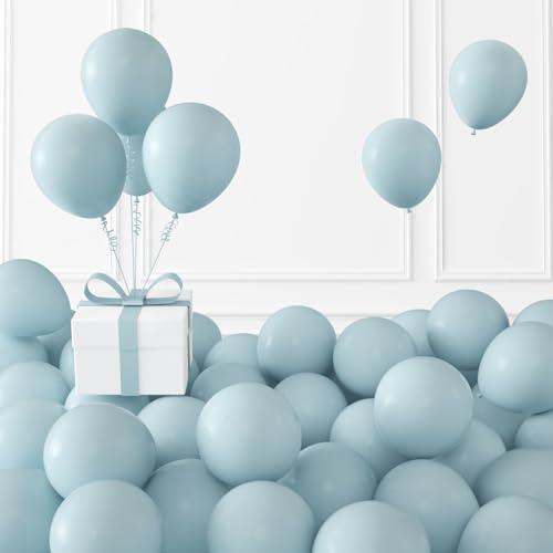 Image of KALOR Retro Misty Blue Balloons,100 Pcs 5 Inch Mini Matte Latex Balloons for Balloon Garland Arch, Birthday Decoration, Wedding Party, Baby Shower Decorations