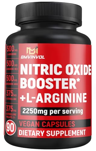Nitric Oxide Supplements for Men & Women 2250mg - Formula with L-Arginine HCl, L-Citrulline - 90 Capsules Gluten Free and Non-GMO