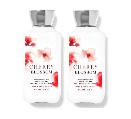 Bath and Body Works Super Smooth Body Lotion Sets Gift For Women 8 Oz -2 Pack (Cherry Blossom)